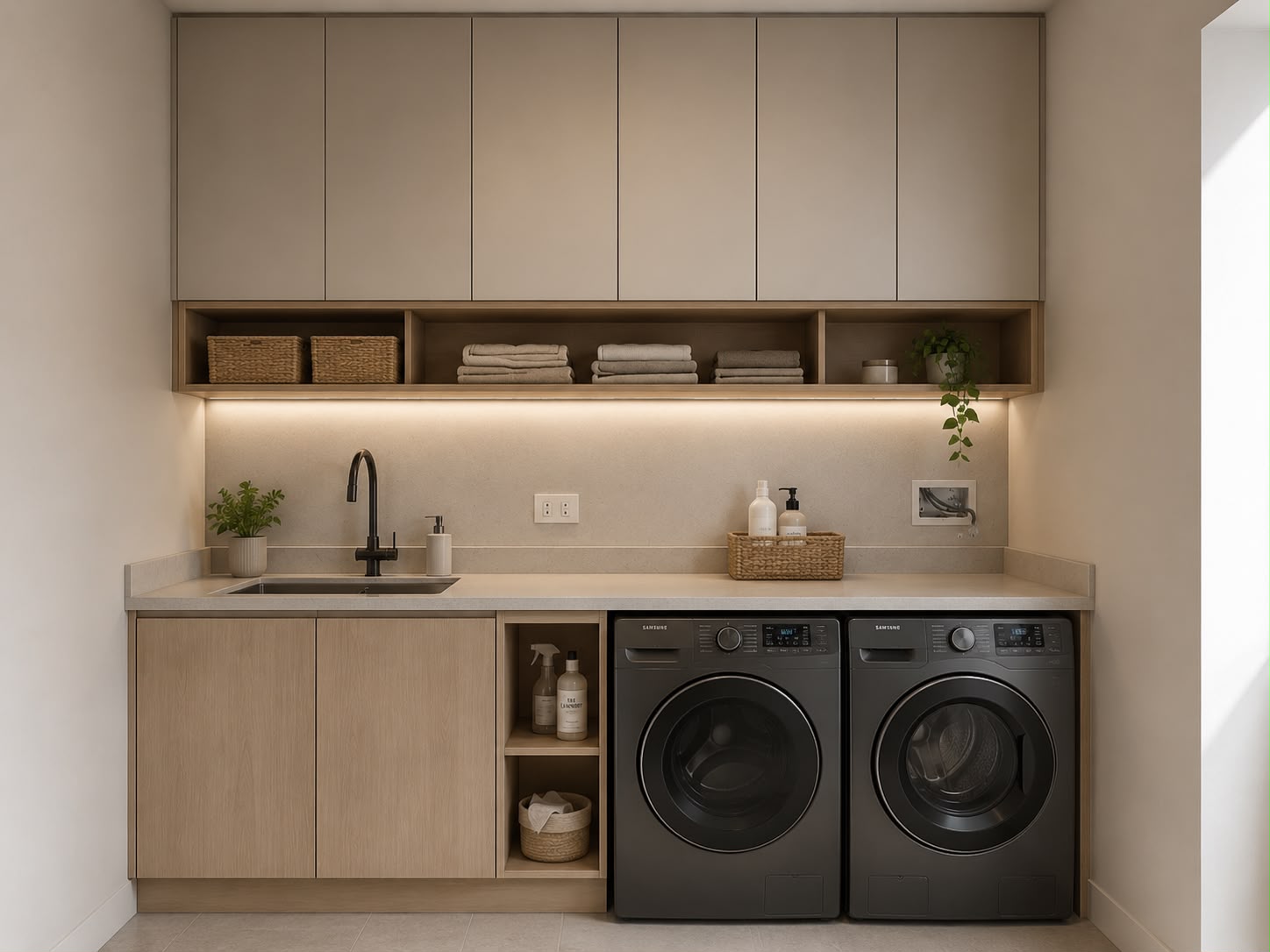 Bespoke utility and laundry room with fitted cabinetry